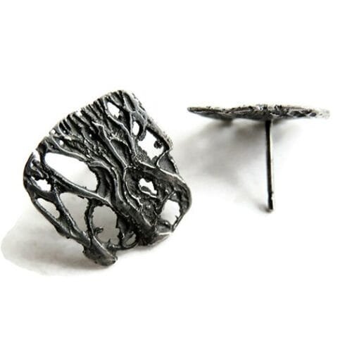 Organic Textured Silver Stud Earrings