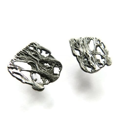 Organic Textured Silver Stud Earrings