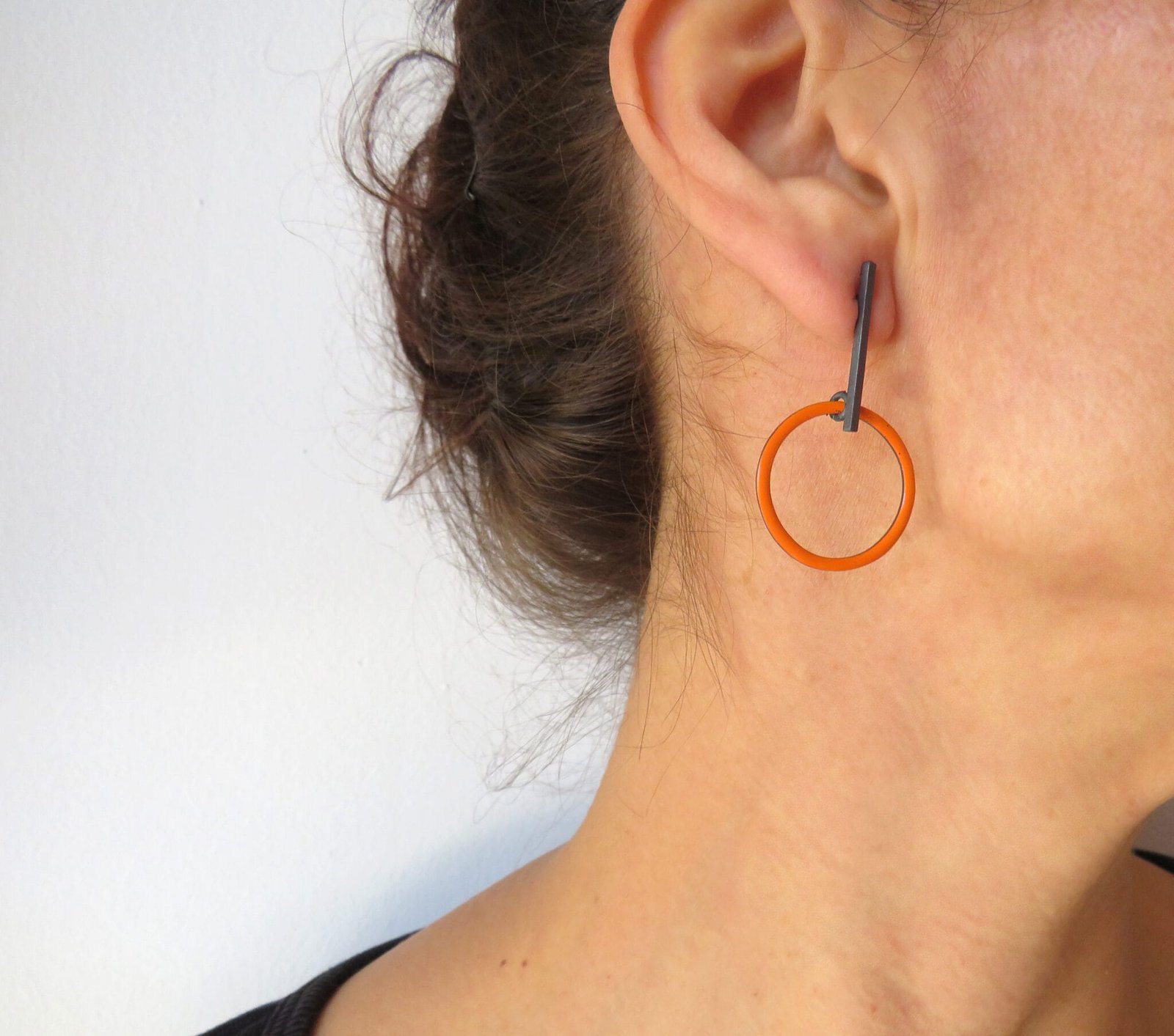 Bold Orange Enamel Hoop Earrings