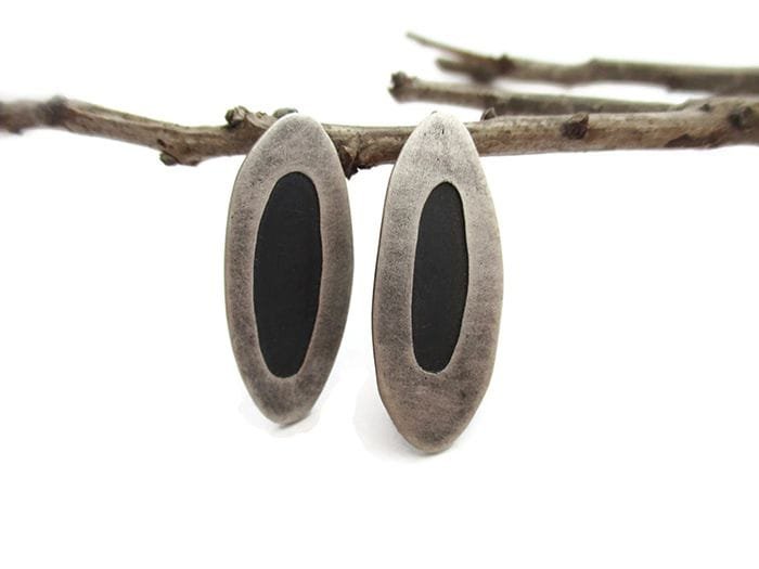 Organic Silver Dangle Earrings CELL 6