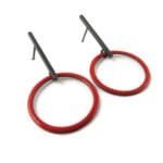 Bright Red Enamel Hoop Earrings