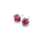 Rough Ruby Stud Earrings in Silver