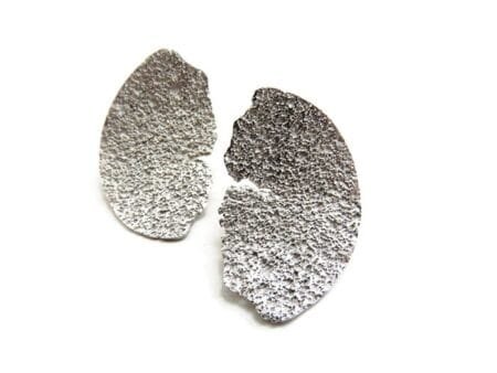 Satin Silver Textured Earrings