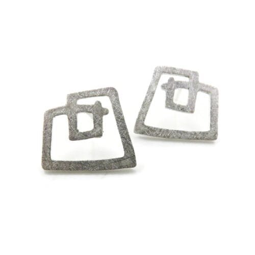 Sculptural Silver Stud Earrings