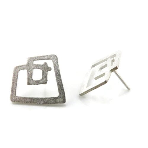 Sculptural Silver Stud Earrings