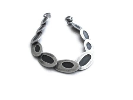 Pulsera de Piezas Orgánicas en Plata Bicolor