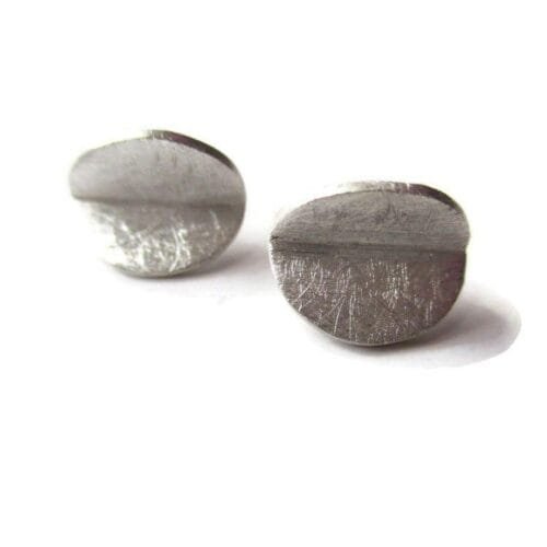 Half Moon Silver Stud Earrings