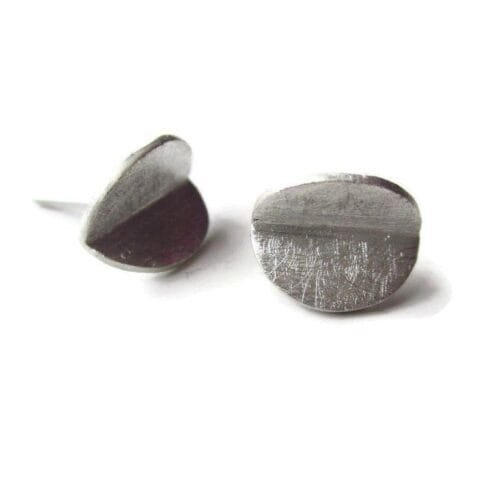 Half Moon Silver Stud Earrings