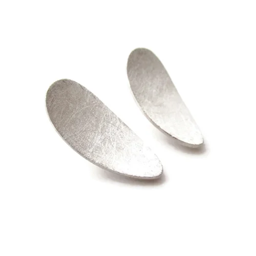 Modern Oval Stud Silver Earrings