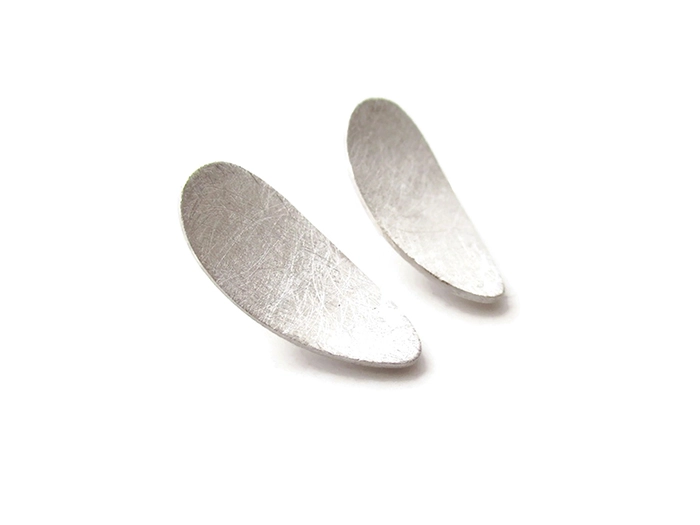 Modern Oval Stud Silver Earrings