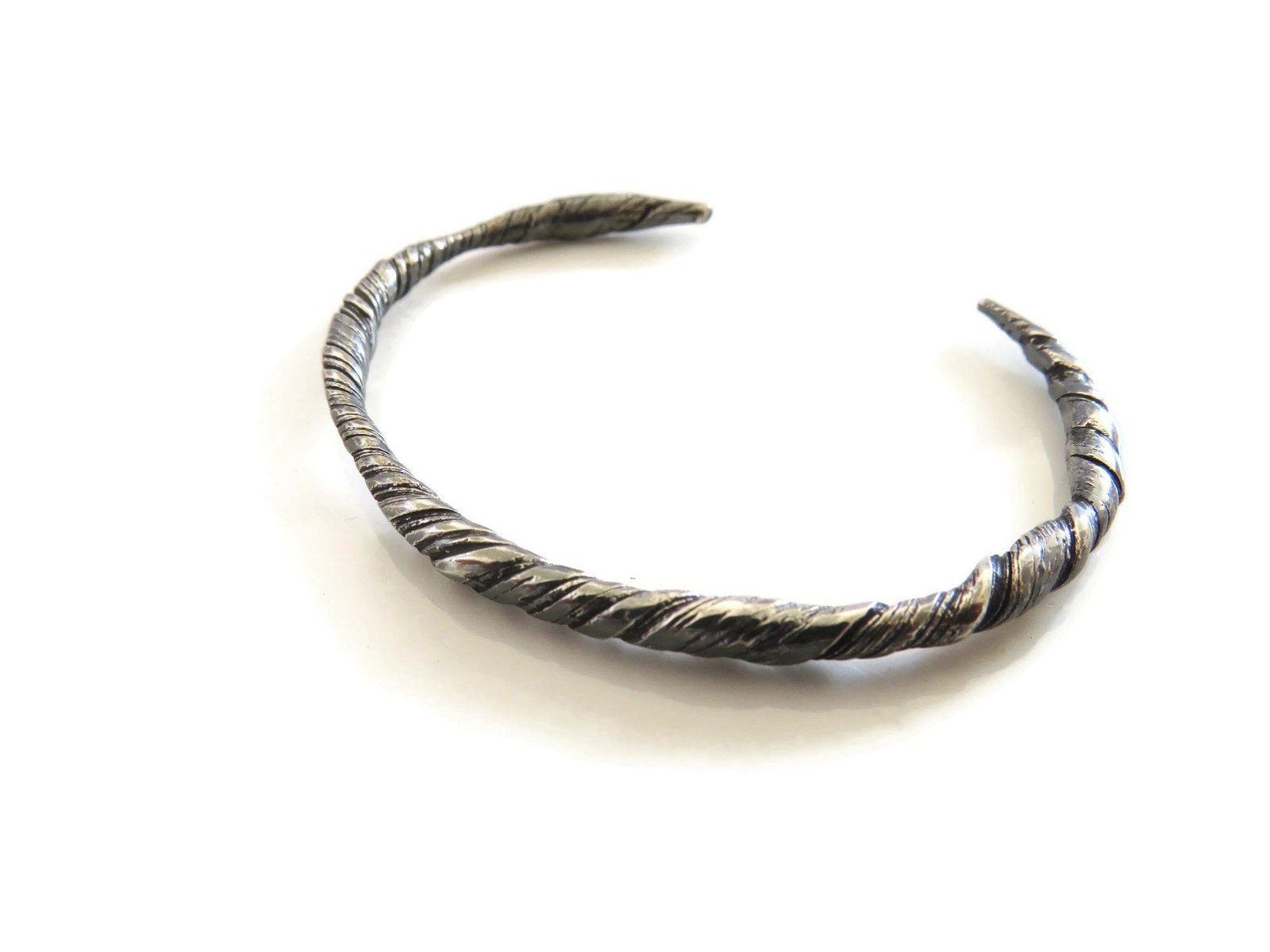 ThinOrganicSilverCuffBracelet