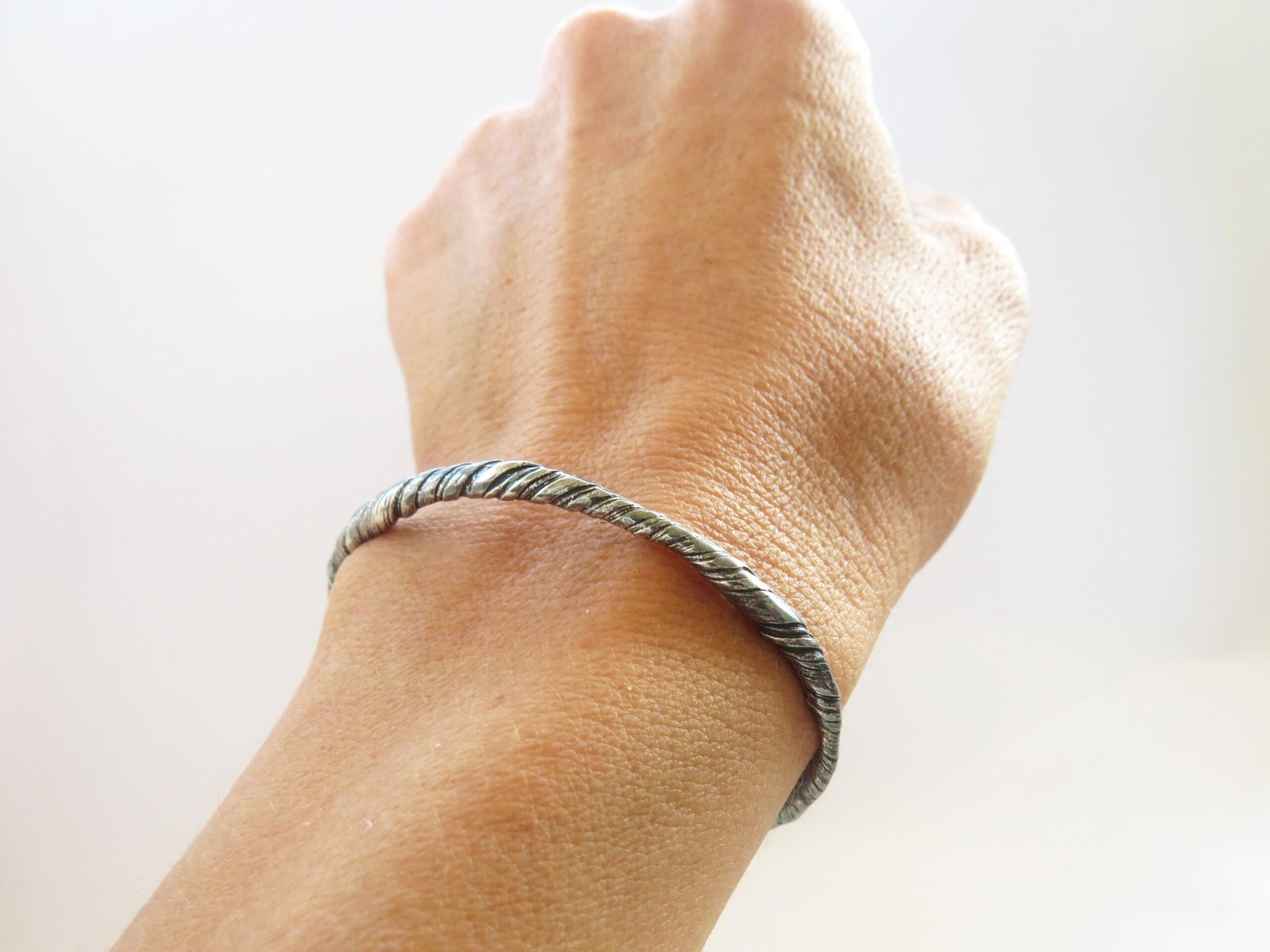 ThinOrganicSilverCuffBracelet1 scaled