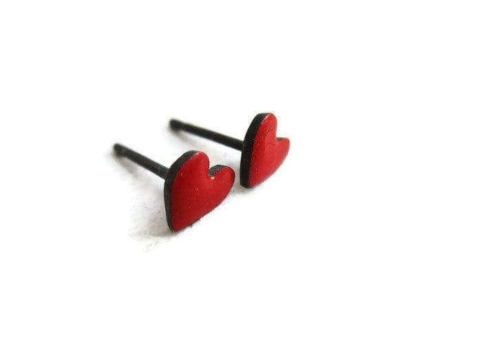 Tiny Red Heart Stud Earrings MIS 6