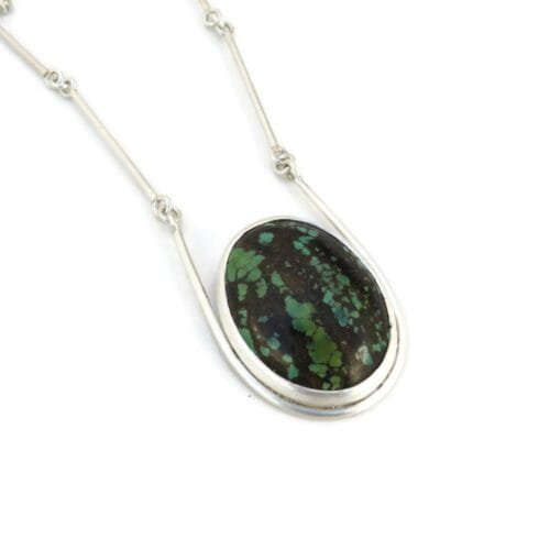 Silver Turquoise Necklace with Link Chain