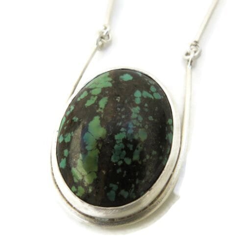 Silver Turquoise Necklace with Link Chain