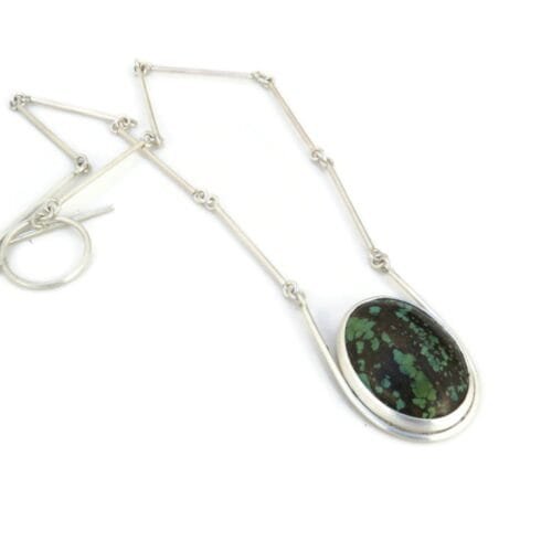 Silver Turquoise Necklace with Link Chain