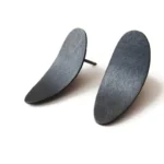 Oxidized Silver Oval Stud Earrings