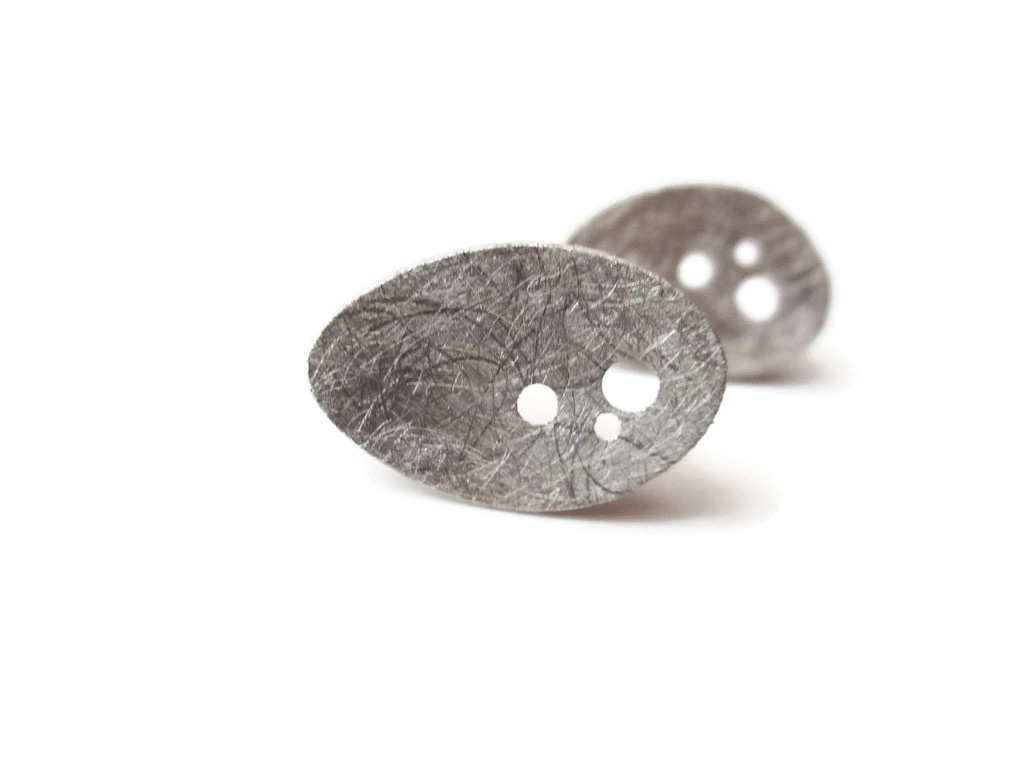 Brushed Silver Stud Earrings