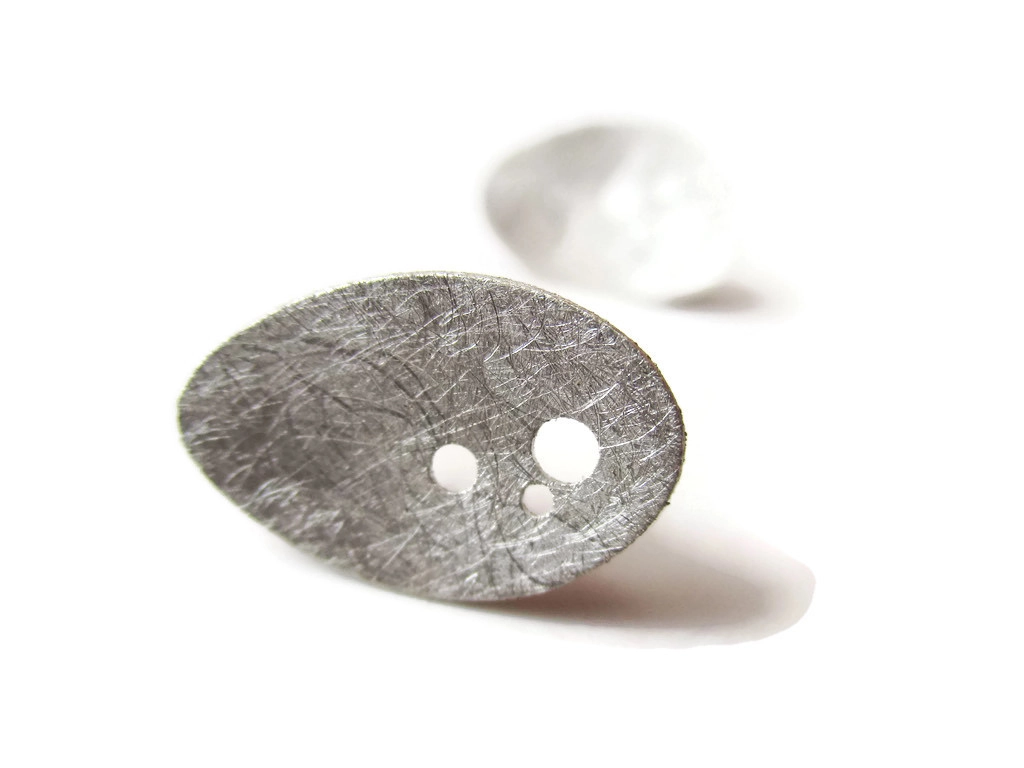 Brushed Silver Stud Earrings