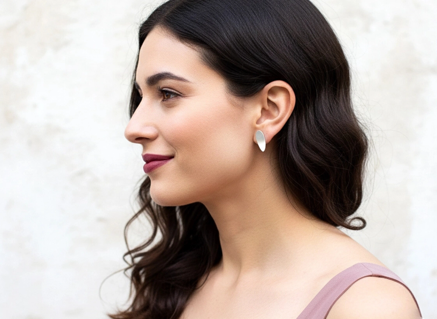 Modern Oval Stud Silver Earrings