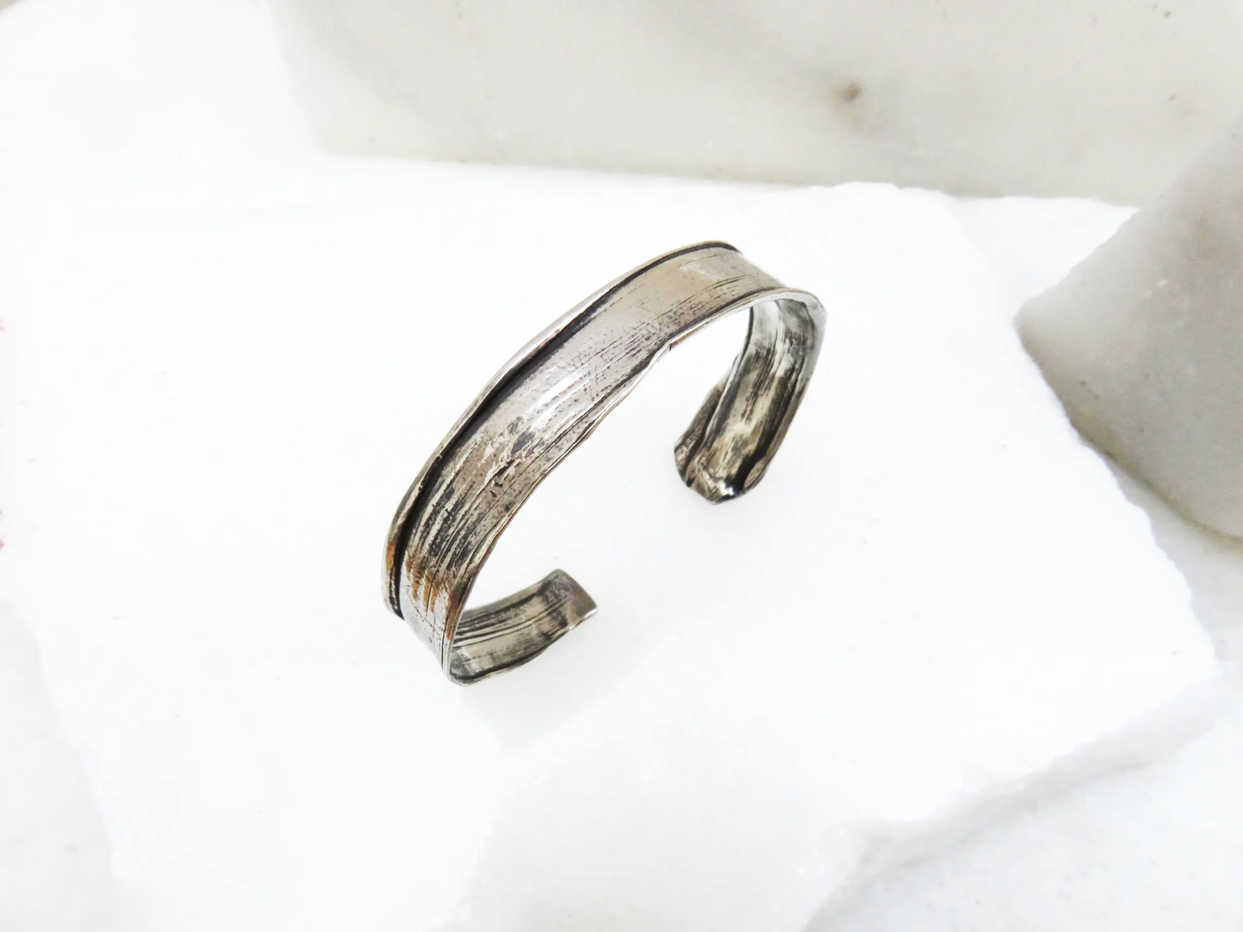 Organic Silver Cuff Bracelet