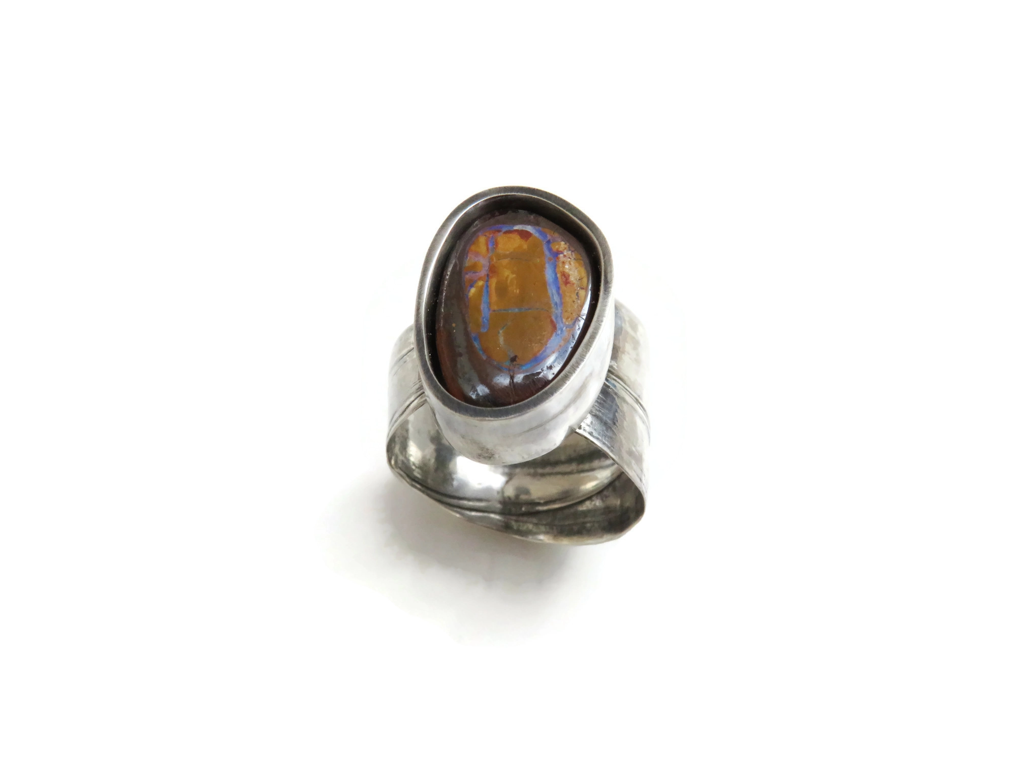 Unique Opal Silver Ring