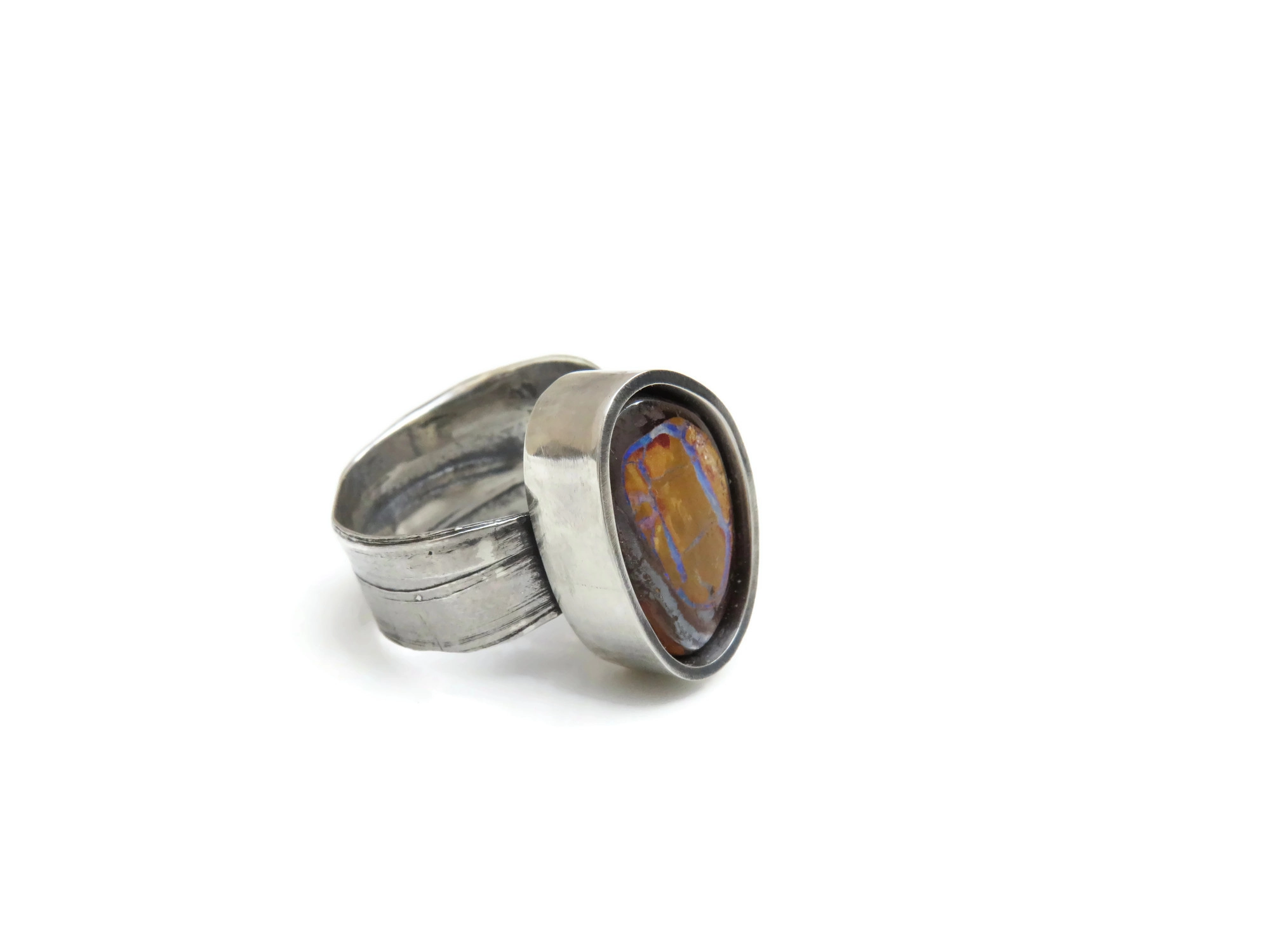 Unique Opal Silver Ring