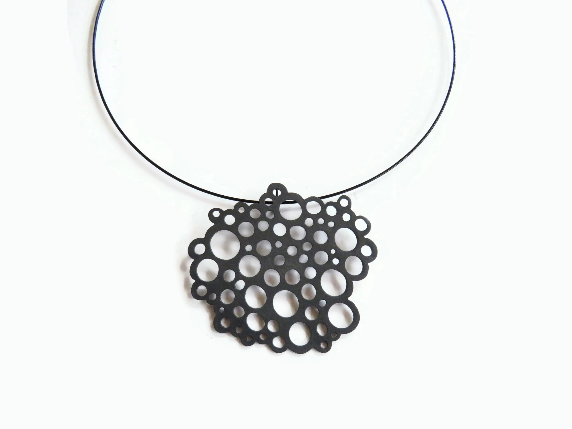 Large Sculptural Oxidized Silver Pendant