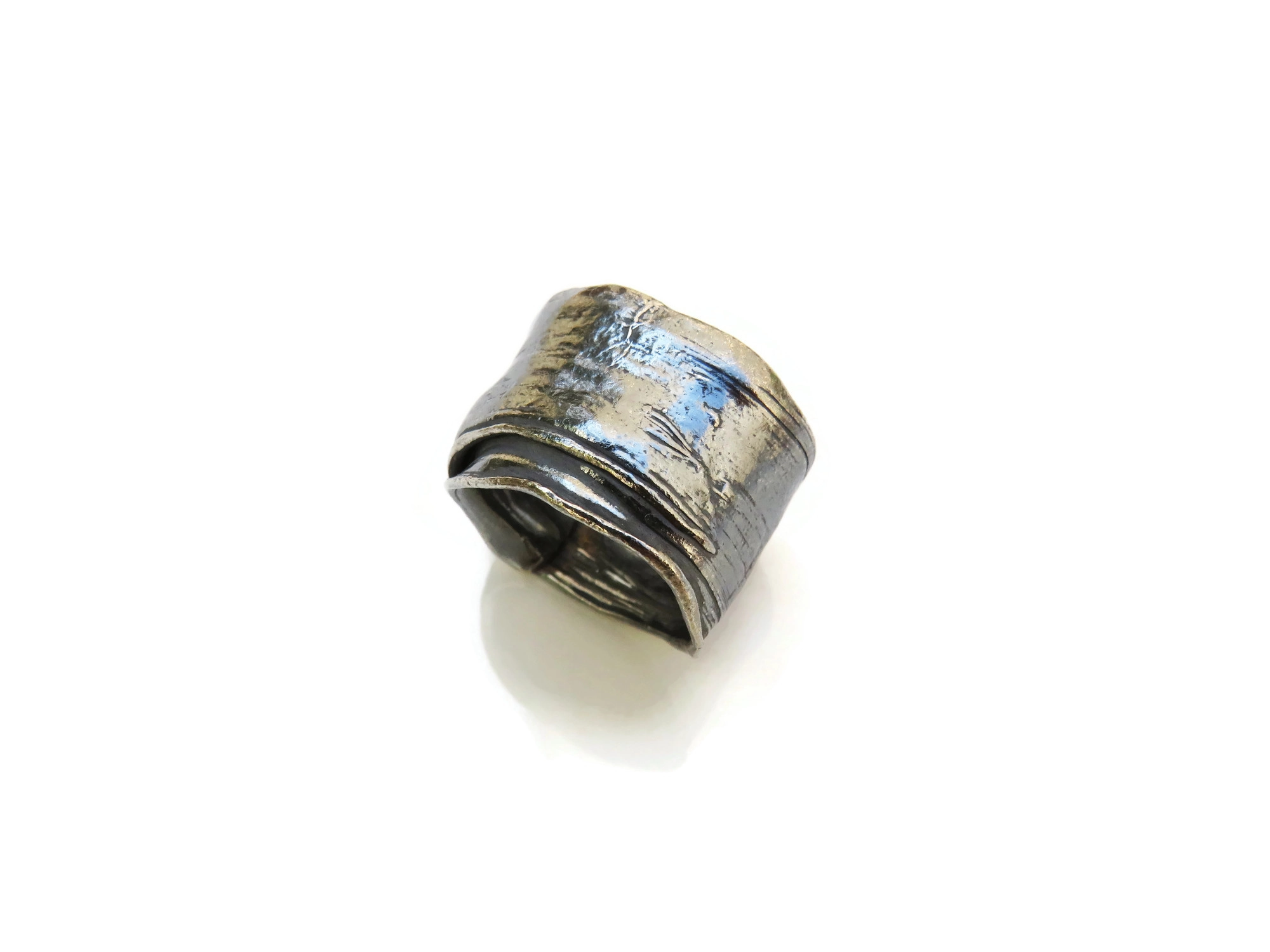 Wide Organic Silver Ring