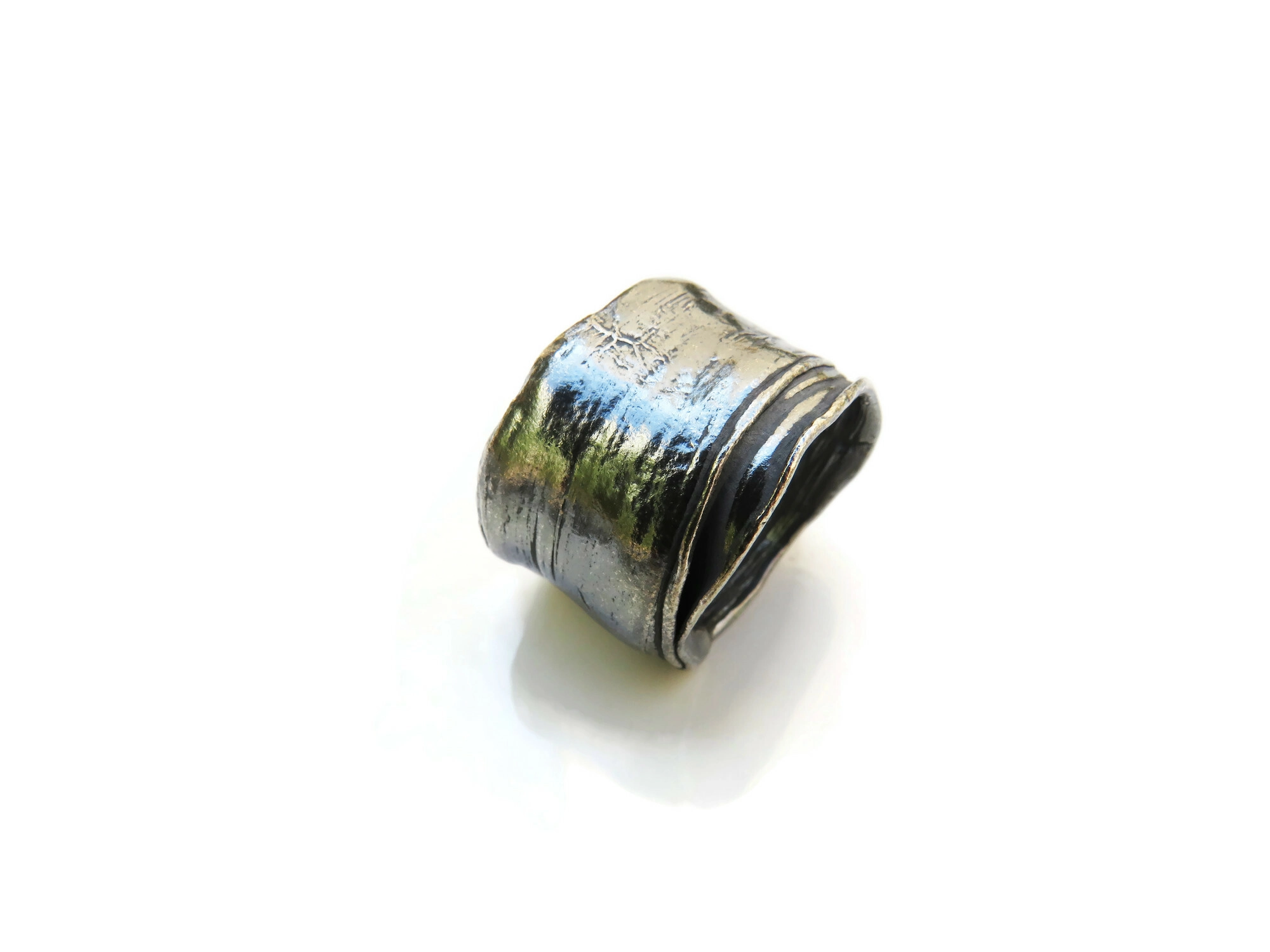 Wide Organic Silver Ring