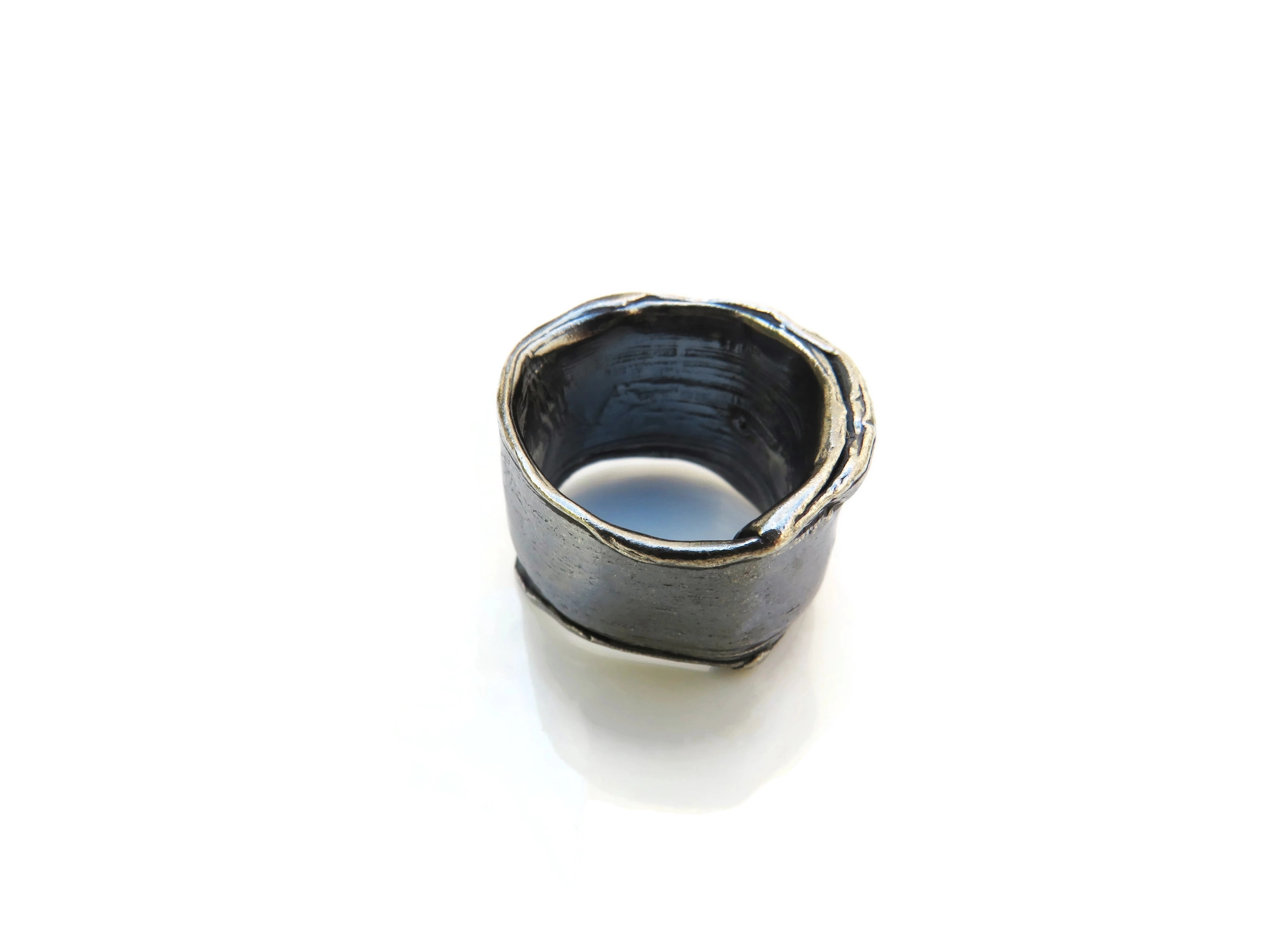 Wide Organic Silver Ring