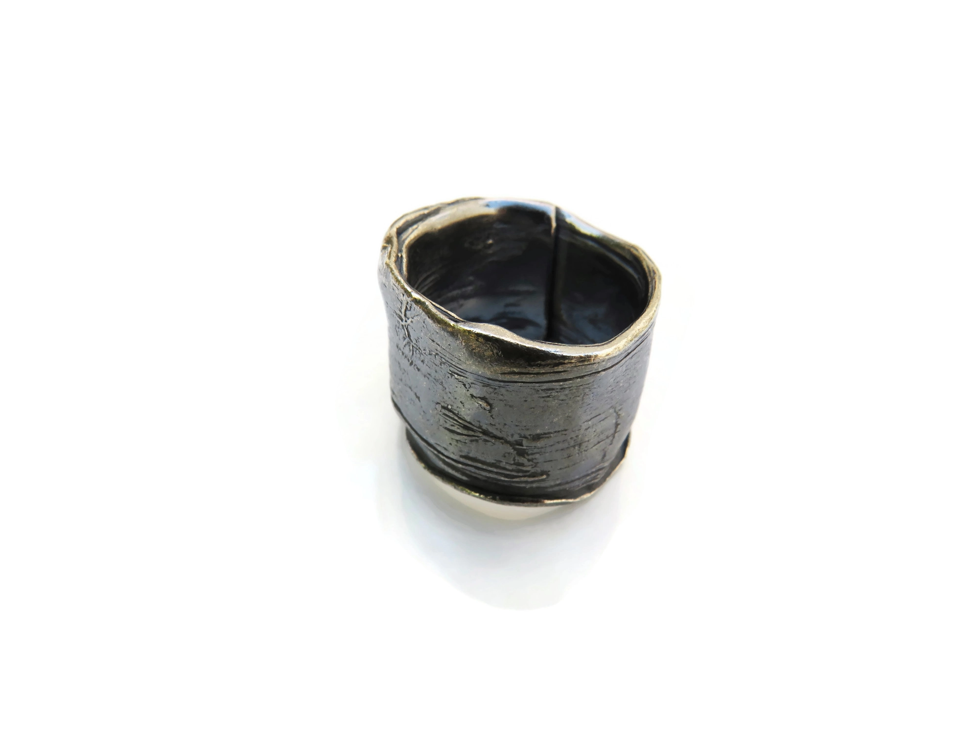 Wide Organic Silver Ring