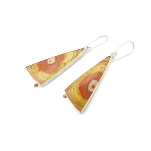 Long Jasper Silver Dangle Earrings