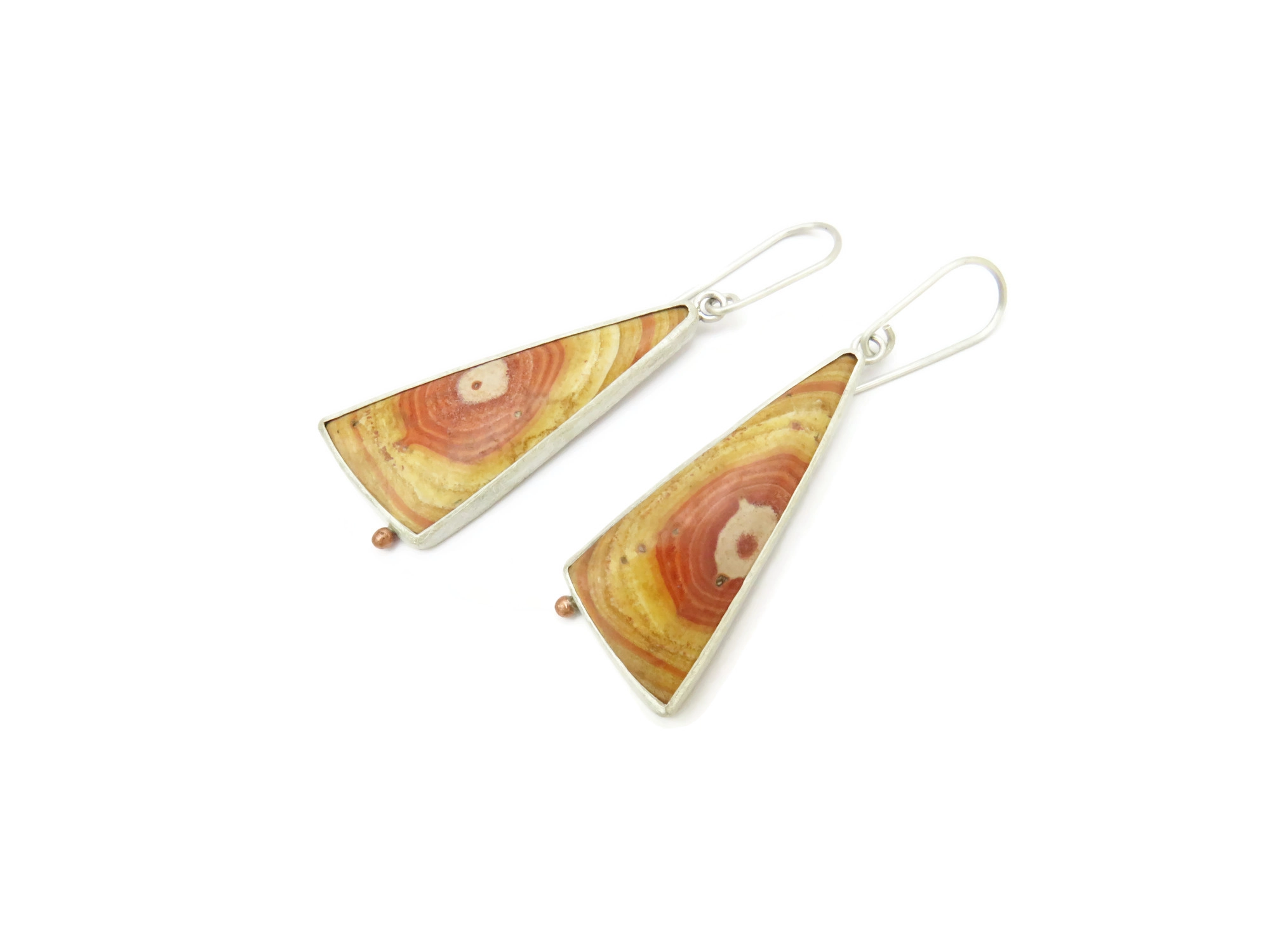 Long Jasper Silver Dangle Earrings