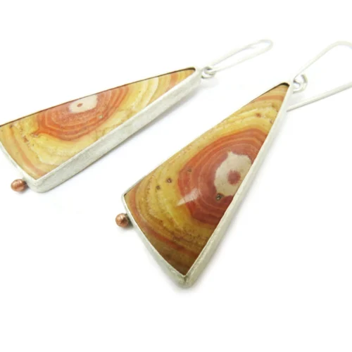 Long Jasper Silver Dangle Earrings