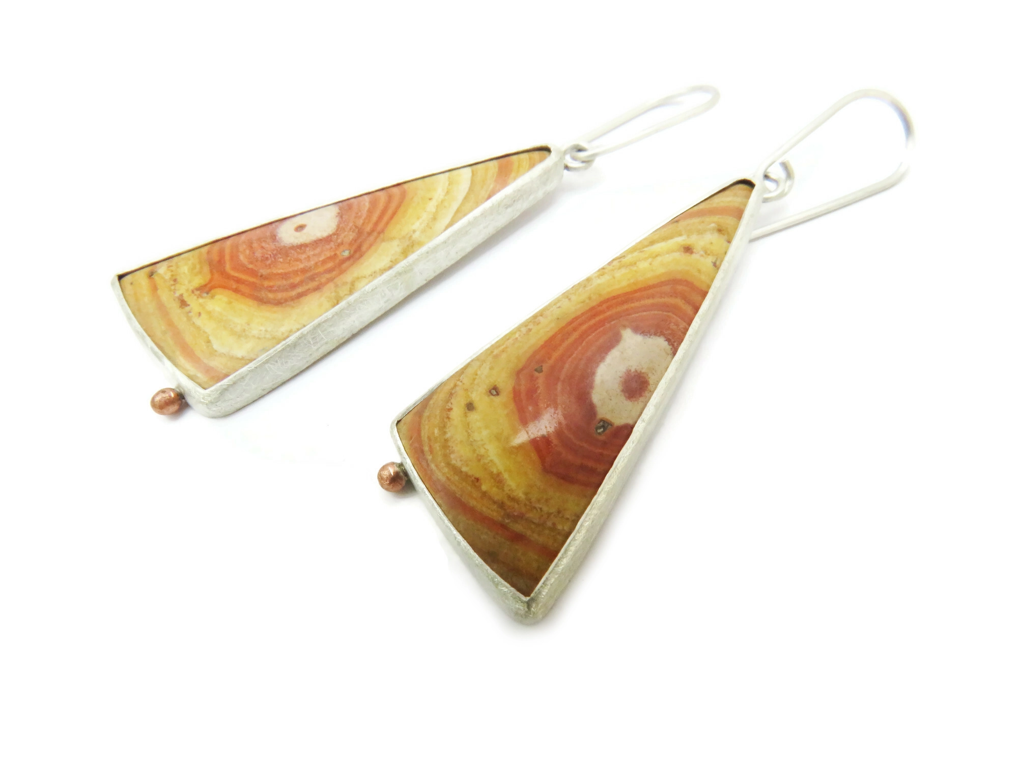 Long Jasper Silver Dangle Earrings