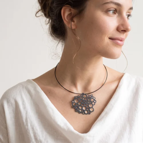 Large Sculptural Oxidized Silver Pendant