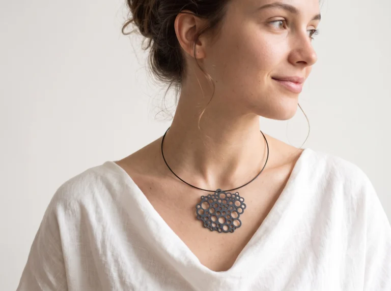 Large Sculptural Oxidized Silver Pendant