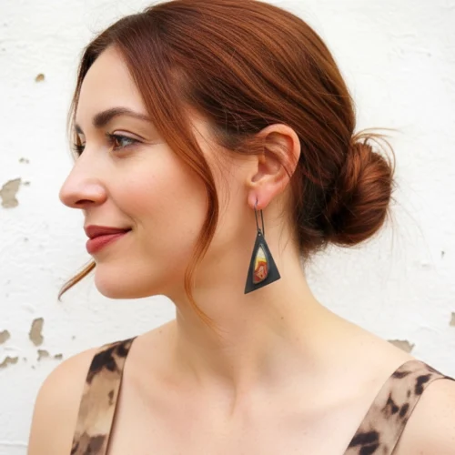 Triangular Agate Oxidized Silver Earrings