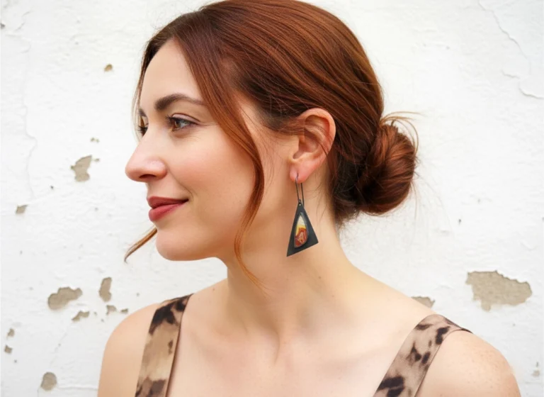 Triangular Agate Oxidized Silver Earrings