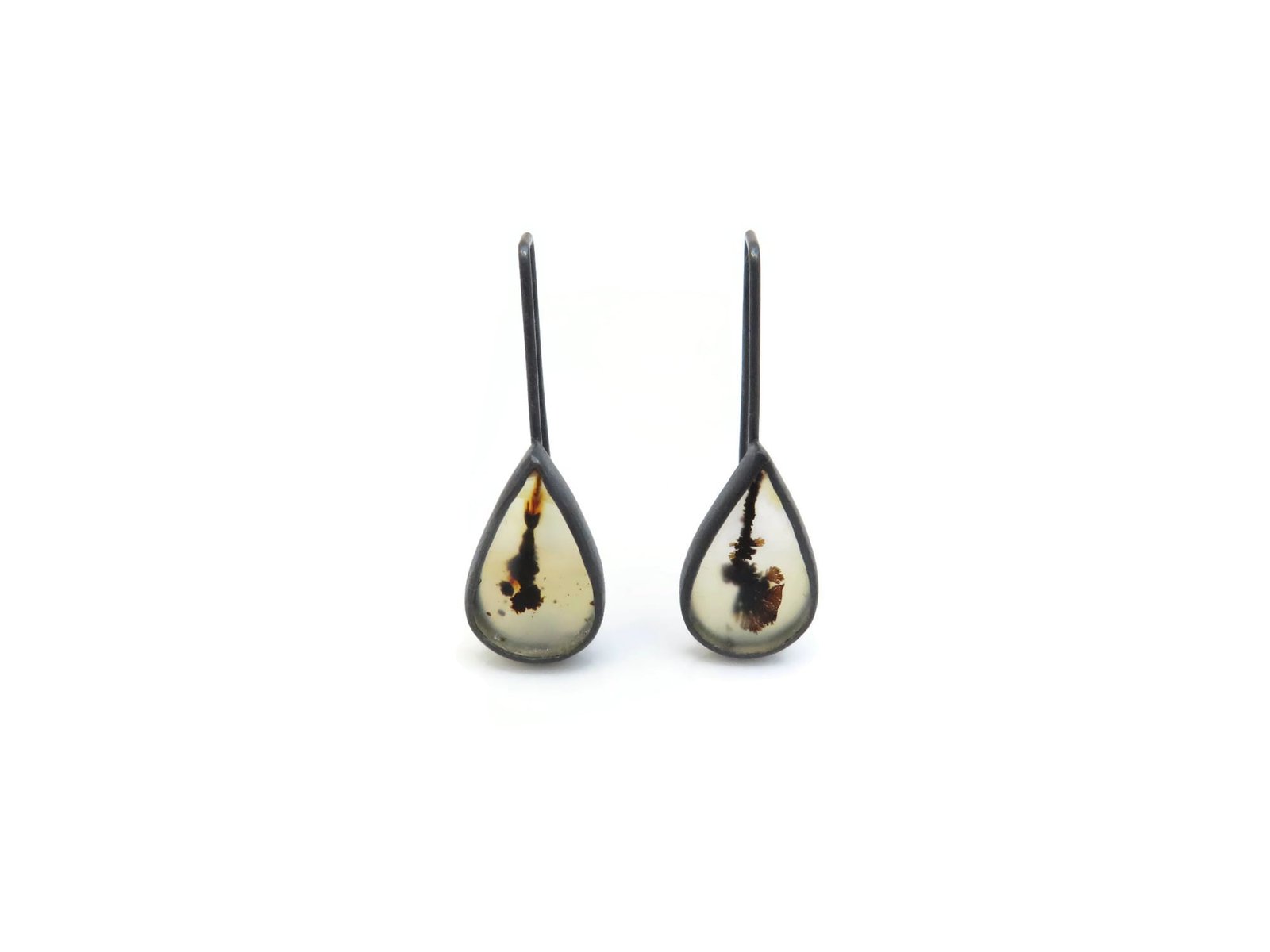 Scenic Agate Oxidized Silver Earrings