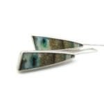 Opalized Wood Silver Dangle Earrings