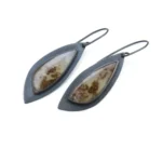 Moss Agate Oxidized Silver Earrings