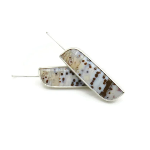 Ocean Jasper Matte Silver Dangle Earrings