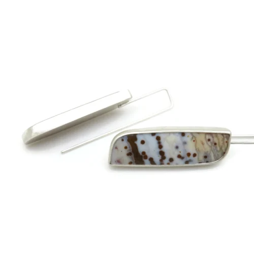 Ocean Jasper Matte Silver Dangle Earrings