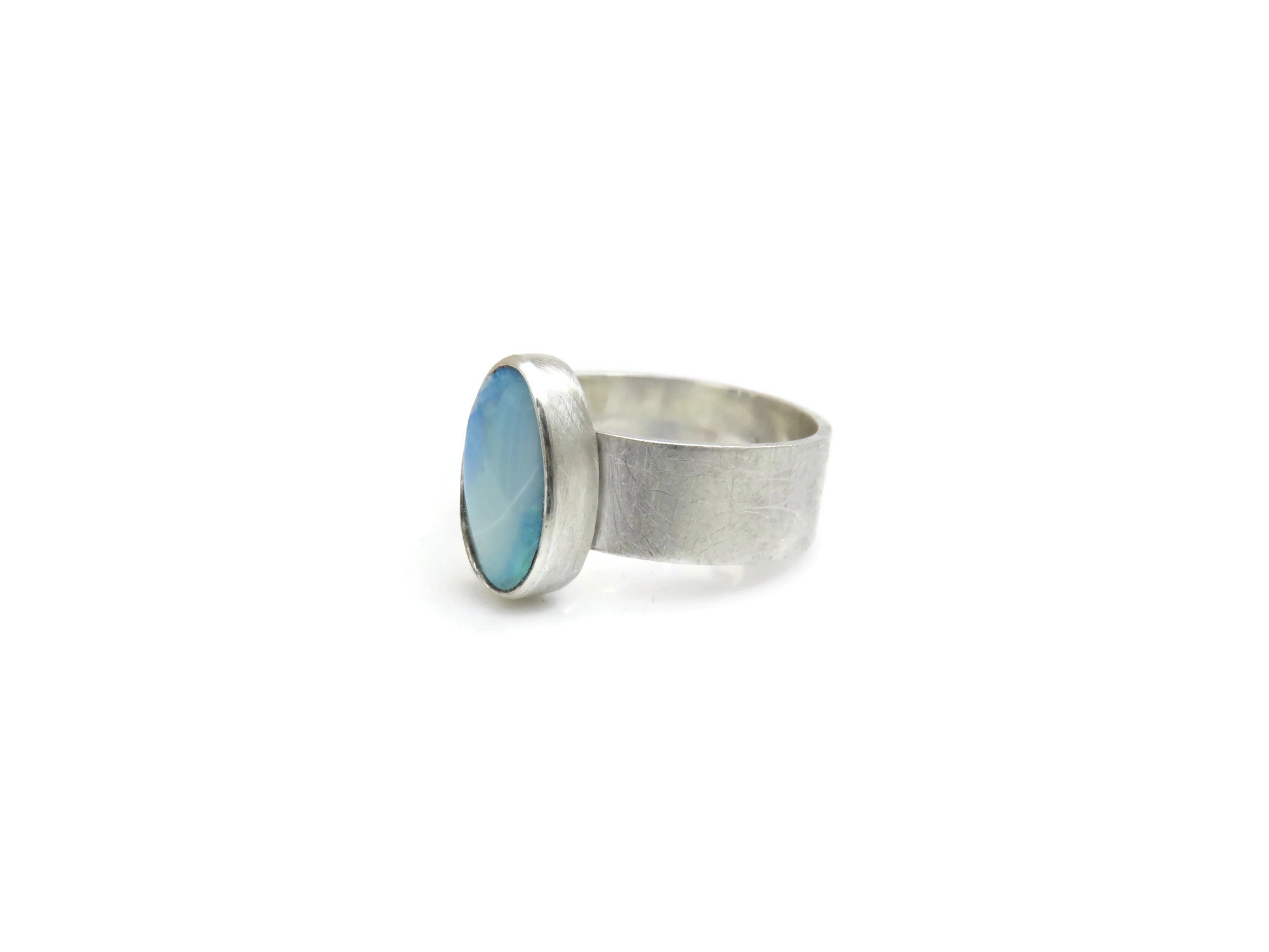 Silver Ring with Opal Doublet