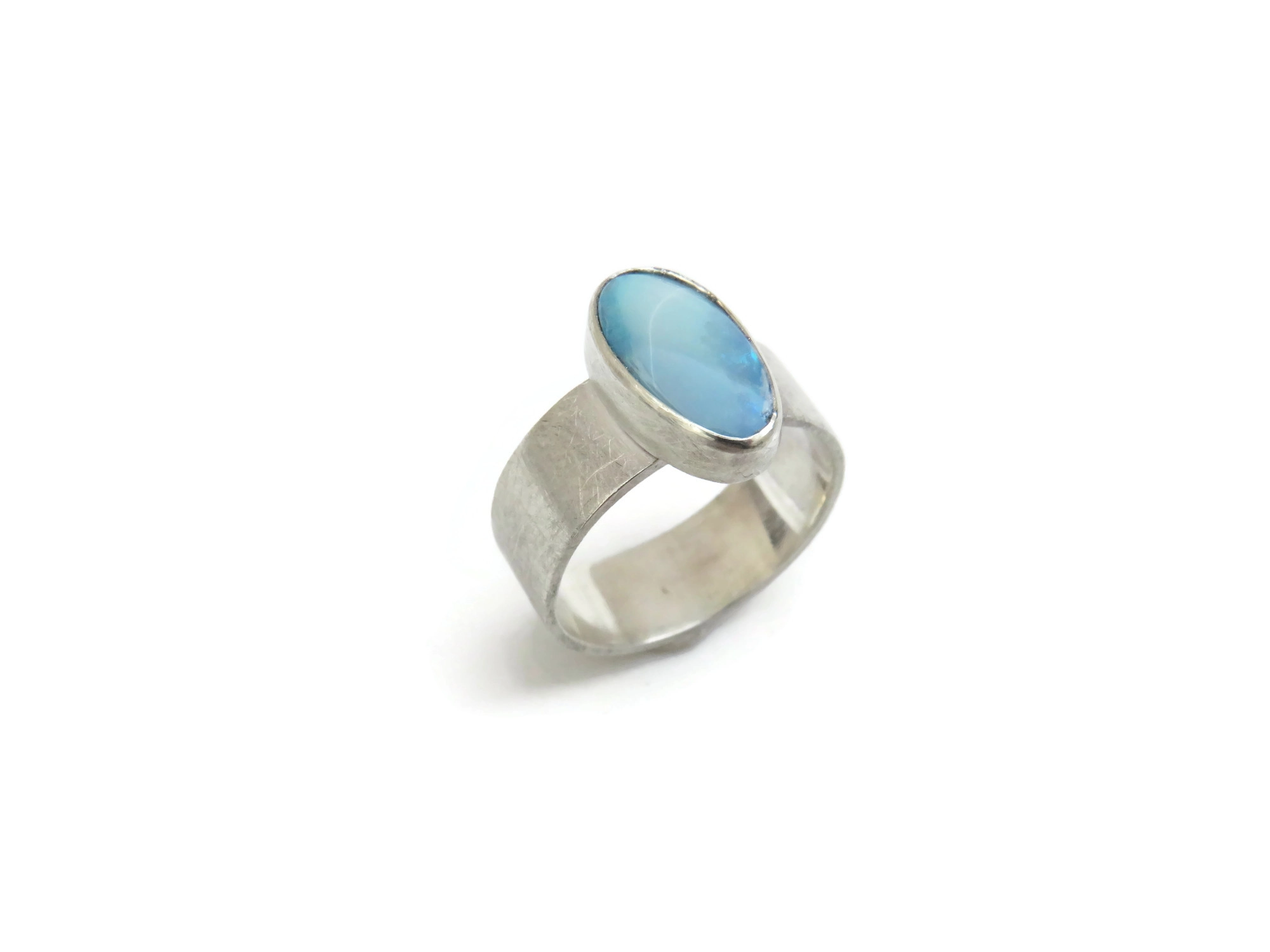 Silver Ring with Opal Doublet