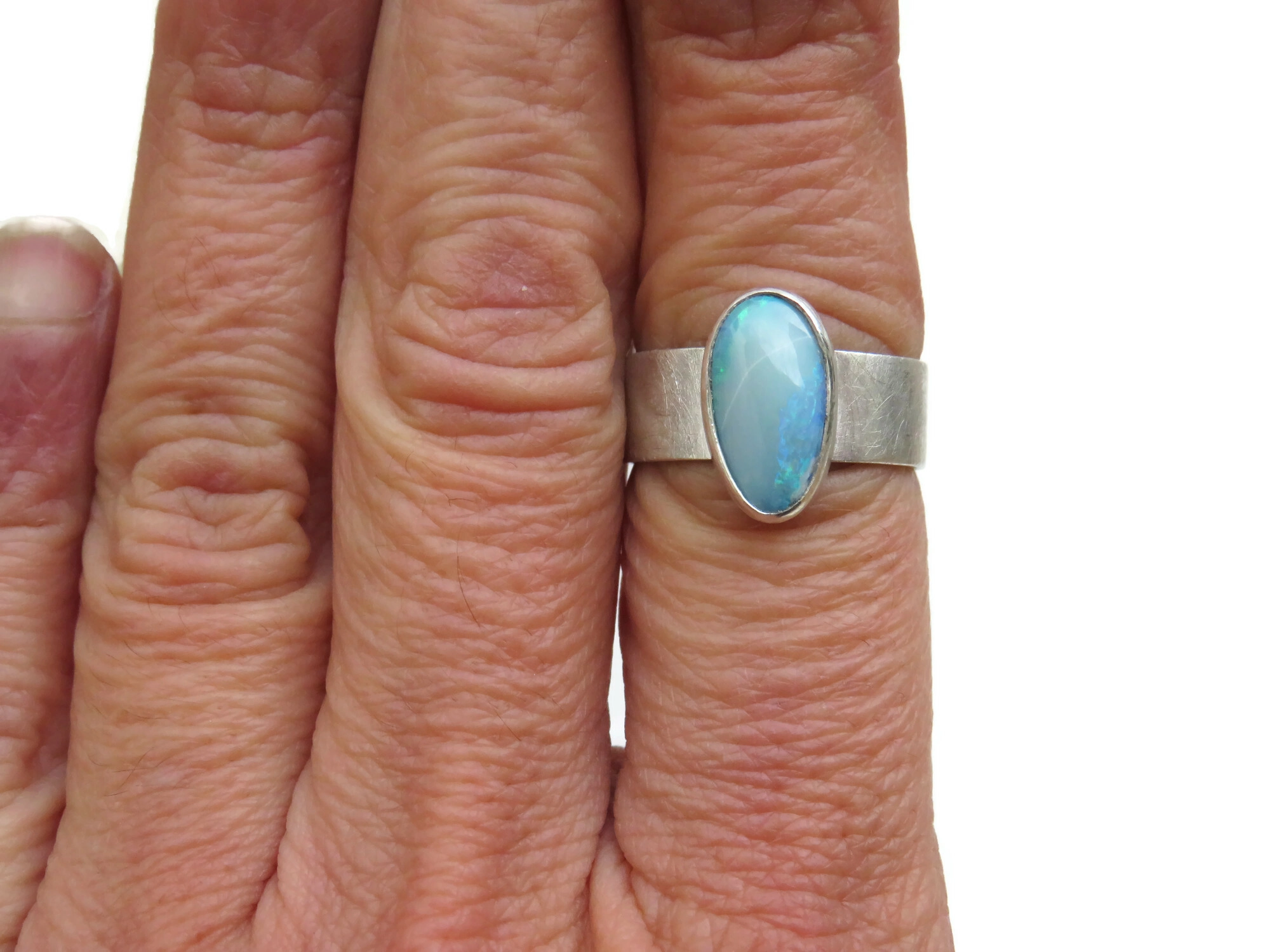 Silver Ring with Opal Doublet