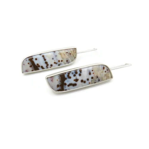 Ocean Jasper Matte Silver Dangle Earrings