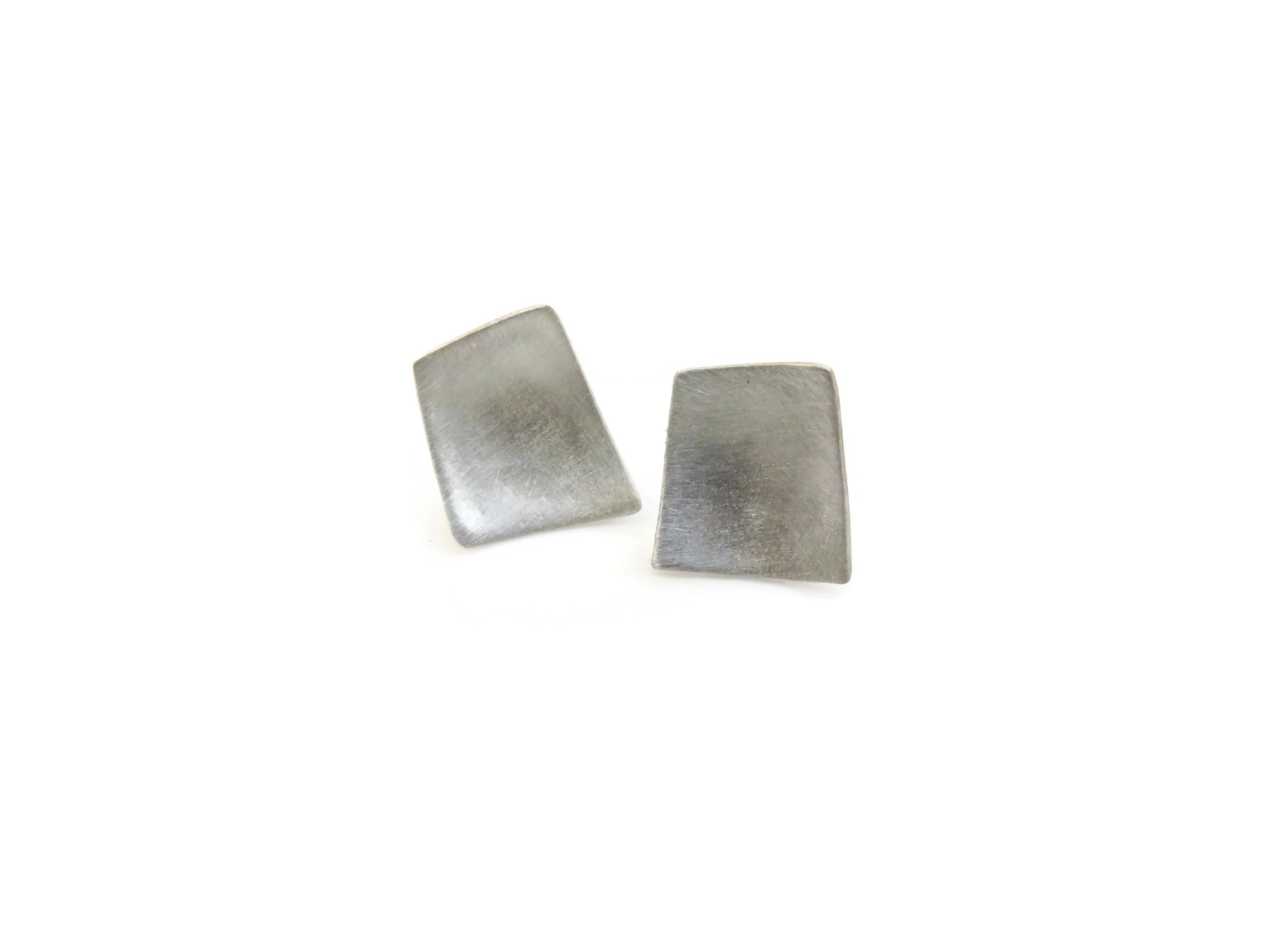 Rectangular Silver Stud Earrings